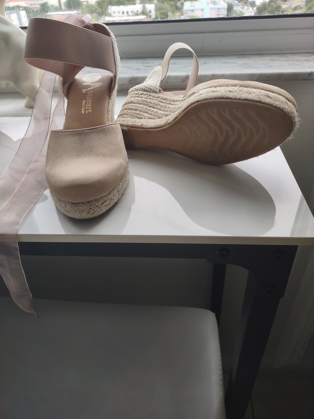 Paseart Spain Leather Women's Nude Espadrille Wedge Heels - Picture 3 of 6